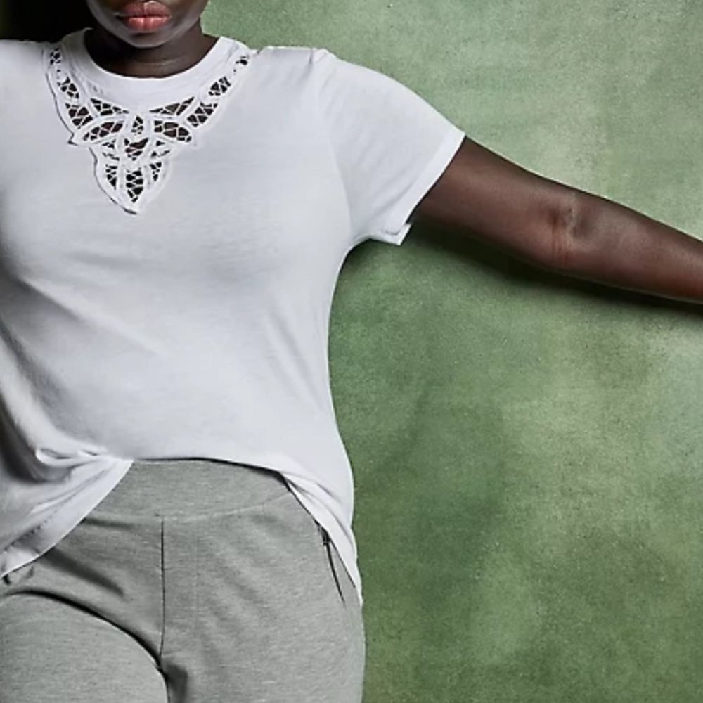 White Embroidered Tee